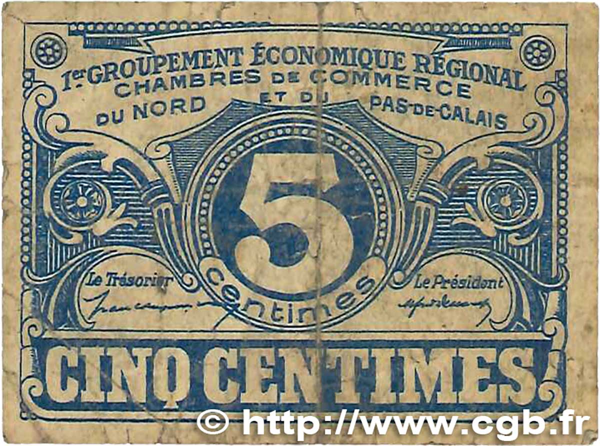 5 Centimes FRANCE Regionalismus und verschiedenen Nord et Pas-De-Calais 1918 JP.094.01 SGE