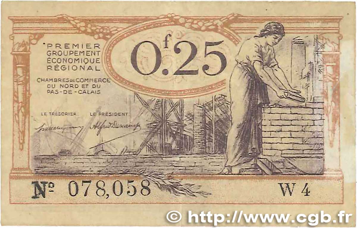 25 Centimes FRANCE regionalismo e varie Nord et Pas-De-Calais 1918 JP.094.03 BB