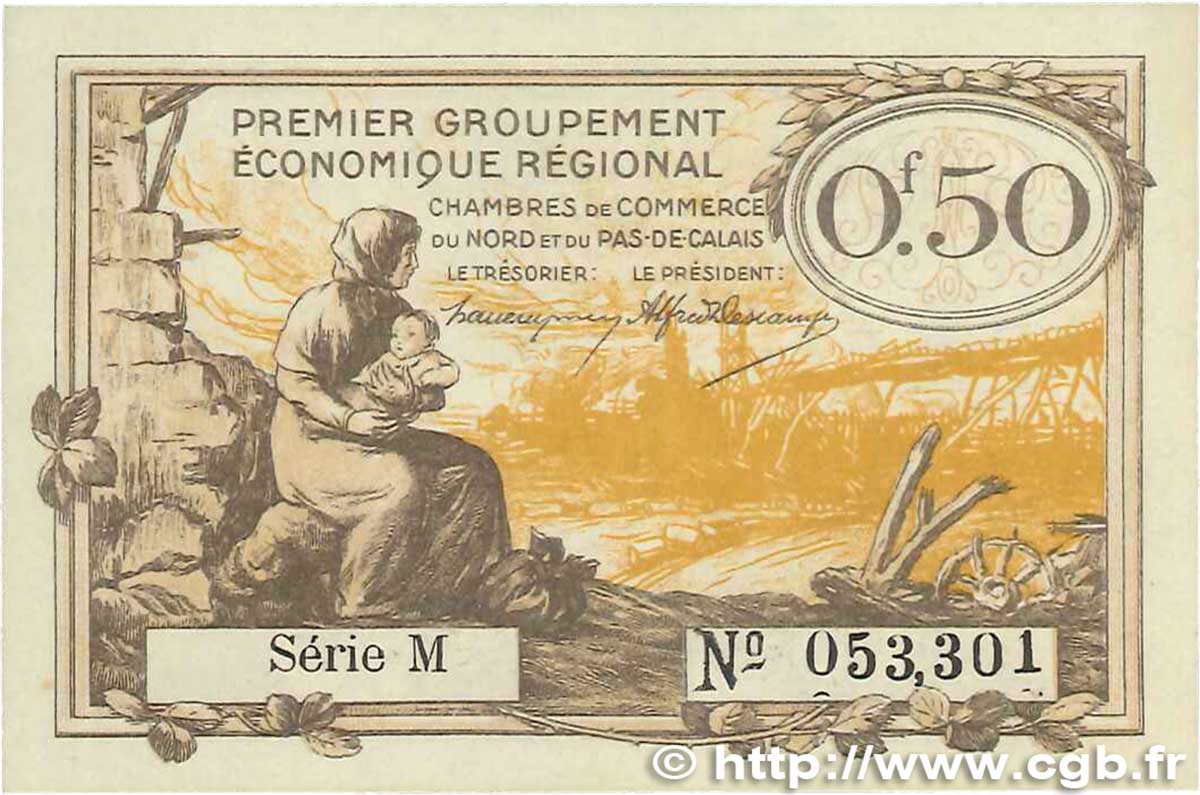 50 Centimes FRANCE Regionalismus und verschiedenen Nord et Pas-De-Calais 1918 JP.094.04 ST