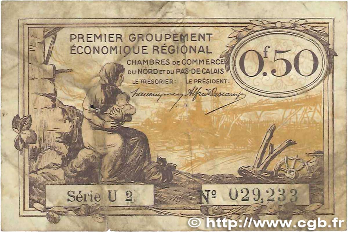 50 Centimes FRANCE Regionalismus und verschiedenen Nord et Pas-De-Calais 1918 JP.094.04 S