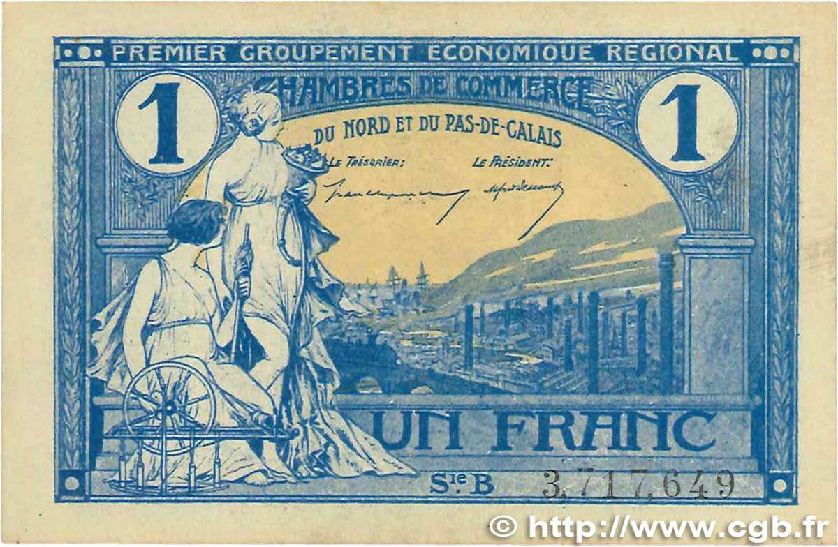 1 Franc FRANCE regionalism and miscellaneous Nord et Pas-De-Calais 1918 JP.094.05 XF+