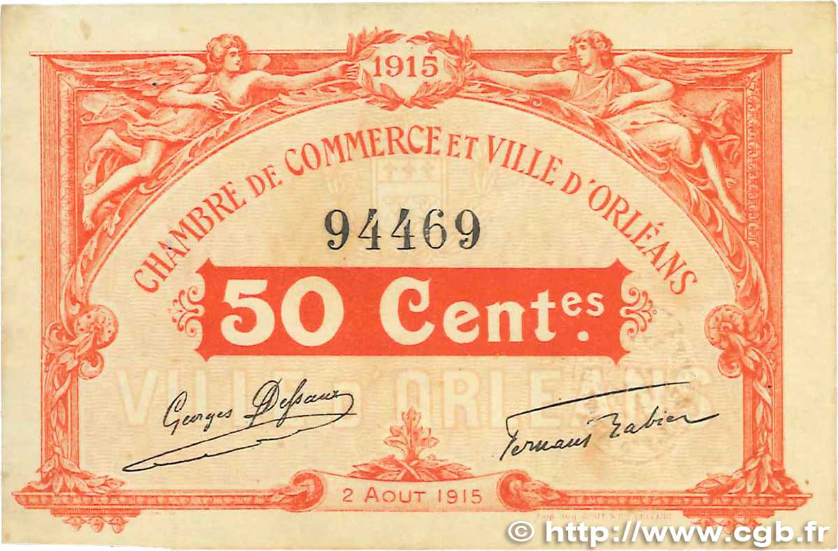 50 Centimes FRANCE régionalisme et divers Orléans 1915 JP.095.04 TTB