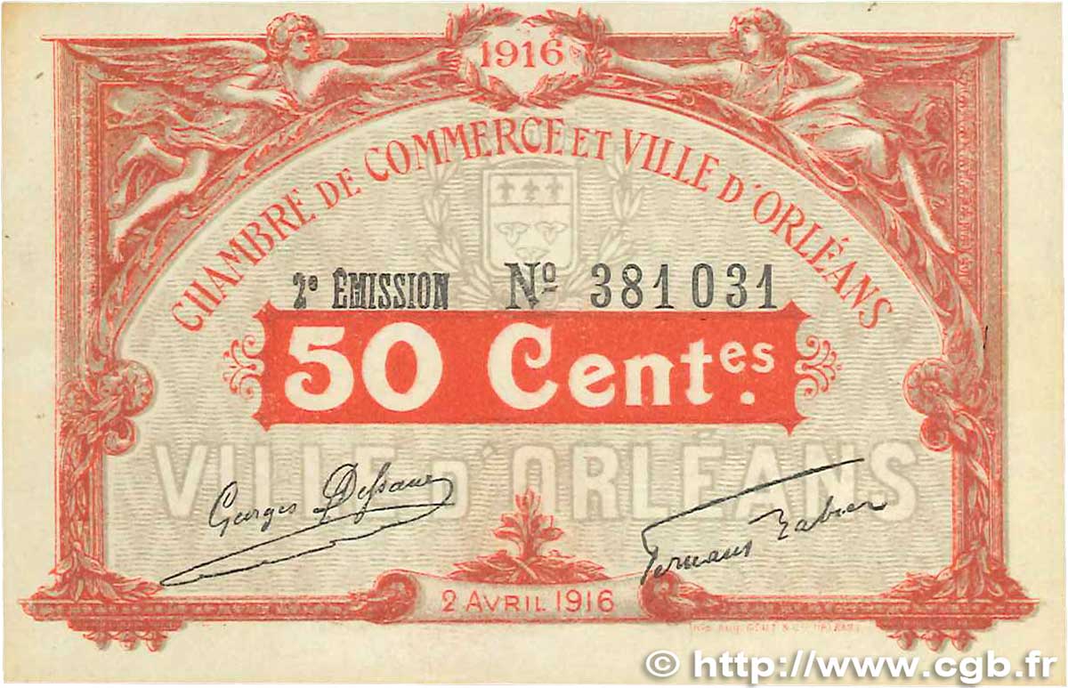 50 Centimes FRANCE regionalism and miscellaneous Orléans 1916 JP.095.08 VF+