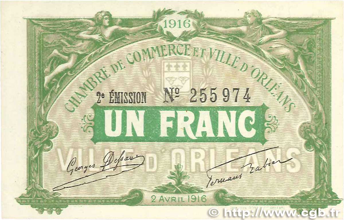 1 Franc FRANCE Regionalismus und verschiedenen Orléans 1916 JP.095.12 VZ