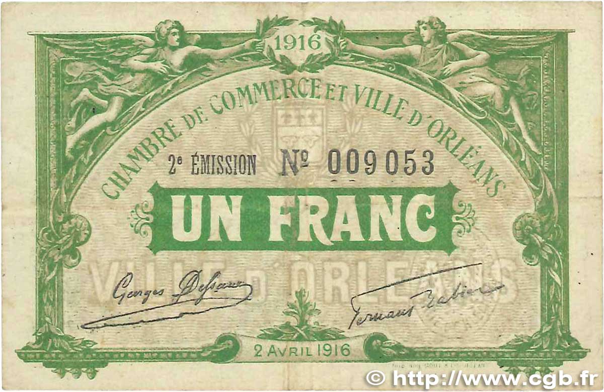 1 Franc FRANCE regionalismo y varios Orléans 1916 JP.095.12 BC