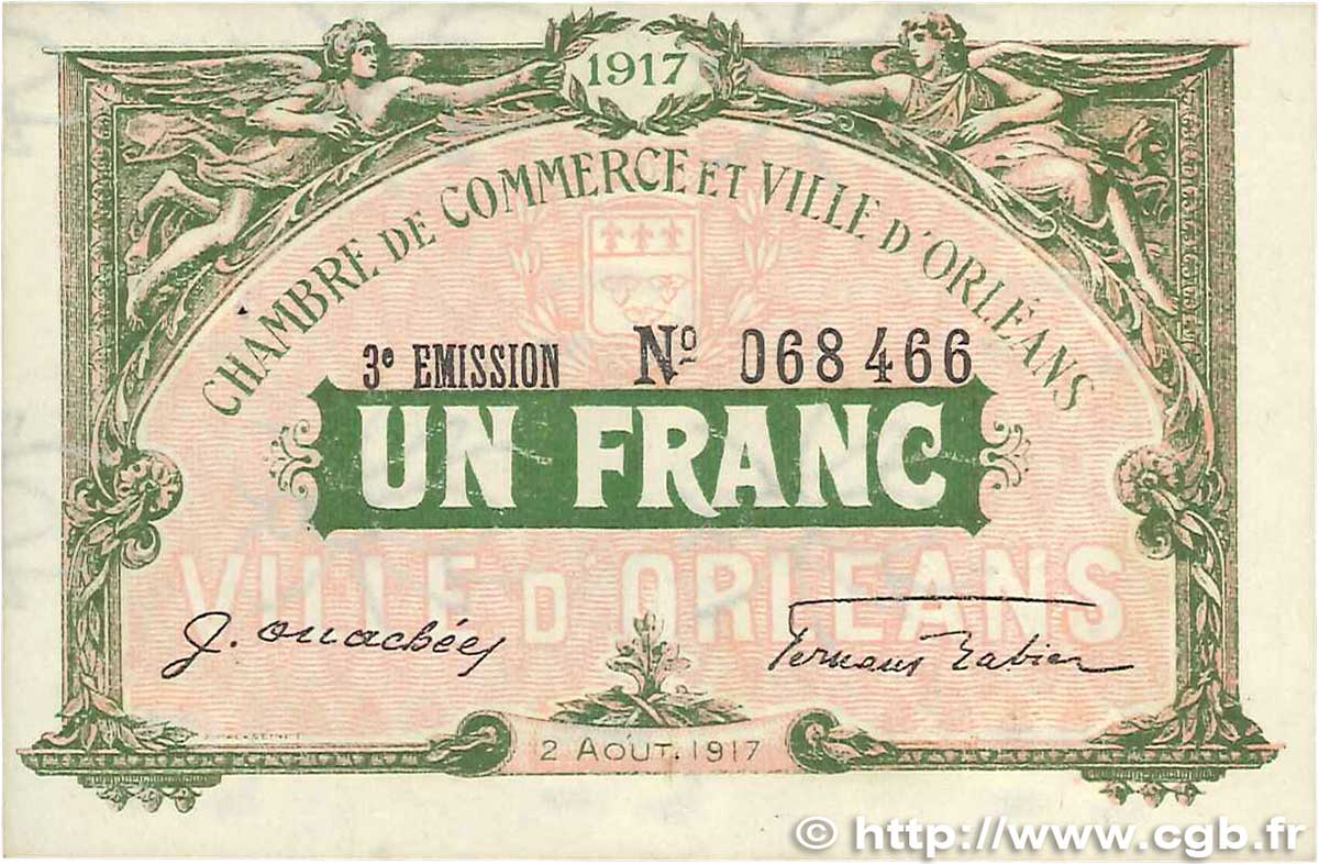 1 Franc FRANCE regionalismo e varie Orléans 1917 JP.095.17 SPL