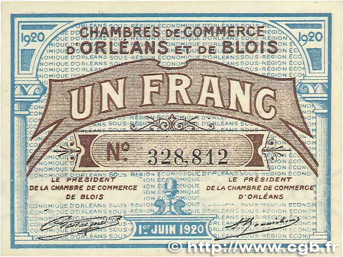 1 Franc FRANCE regionalism and miscellaneous Orléans et Blois 1920 JP.096.03 AU