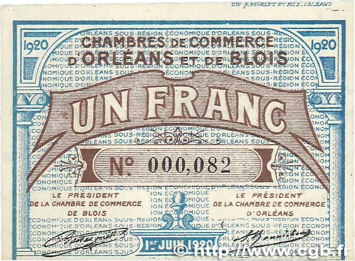 1 Franc FRANCE regionalismo y varios Orléans et Blois 1920 JP.096.03 MBC+
