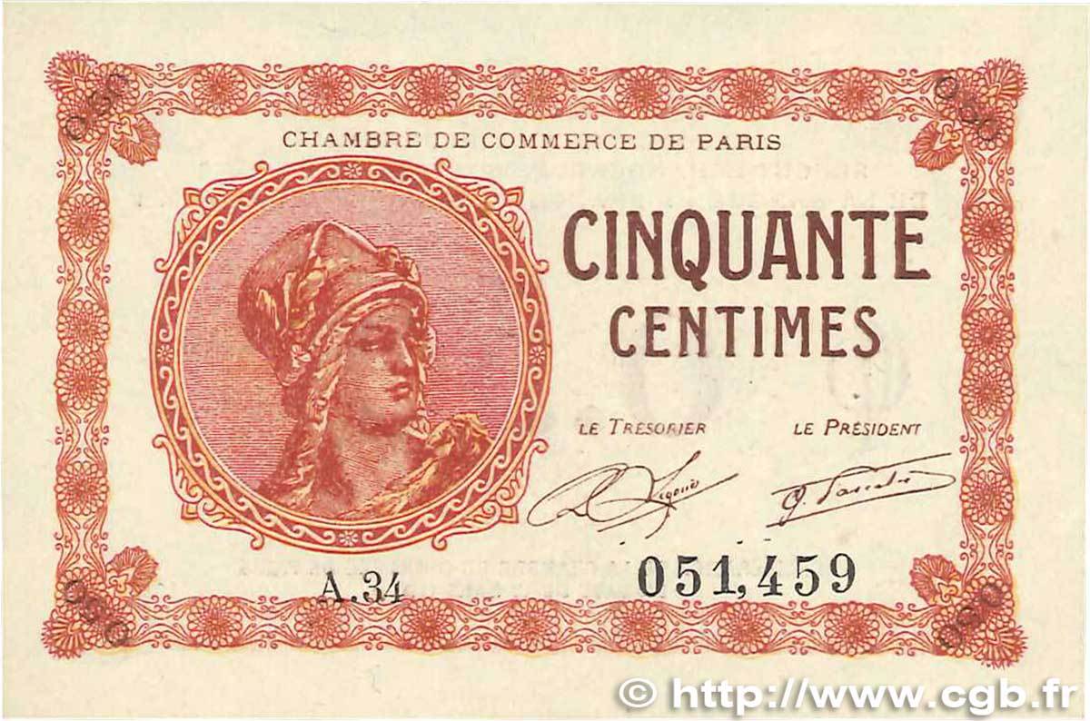 50 Centimes FRANCE regionalismo y varios Paris 1920 JP.097.10 FDC
