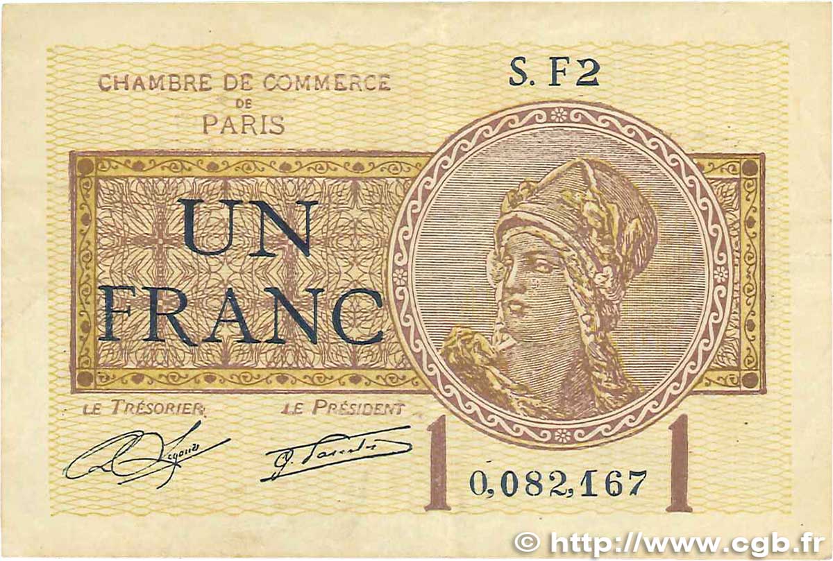 1 Franc FRANCE Regionalismus und verschiedenen Paris 1920 JP.097.23 S