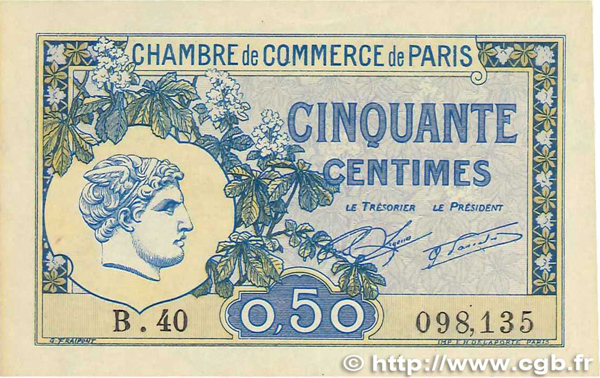 50 Centimes FRANCE regionalism and various  1920 JP.097.31var. VF