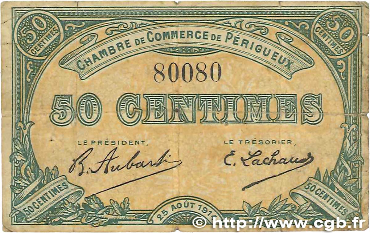 50 Centimes FRANCE regionalismo e varie Périgueux 1914 JP.098.01 B