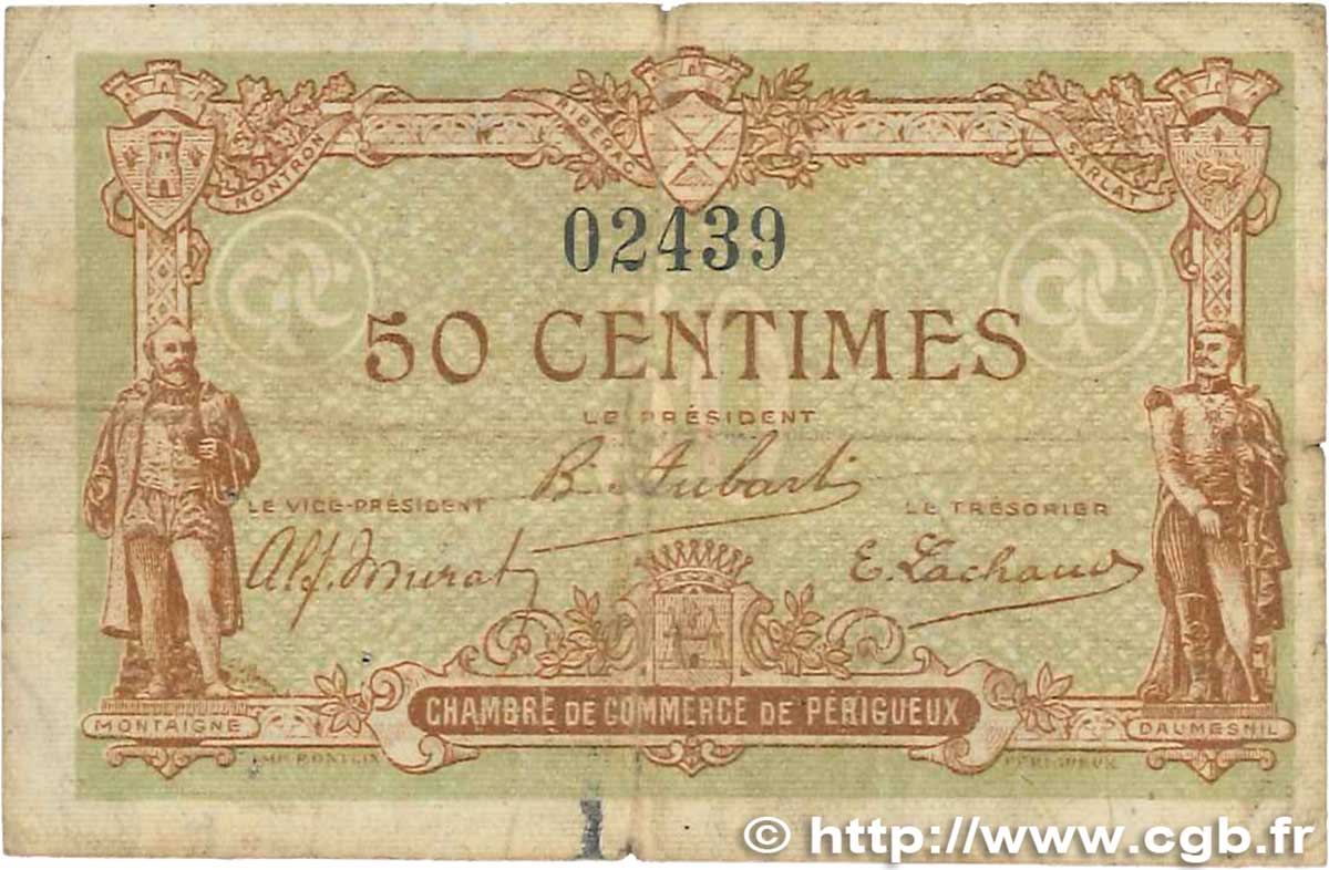 50 Centimes FRANCE regionalismo e varie Périgueux 1917 JP.098.22 MB