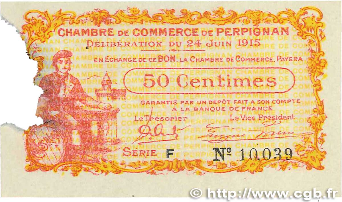 50 Centimes FRANCE Regionalismus und verschiedenen Perpignan 1915 JP.100.05 SGE