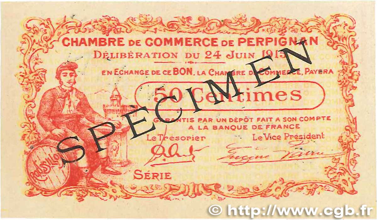 50 Centimes Spécimen FRANCE Regionalismus und verschiedenen Perpignan 1915 JP.100.06 VZ+