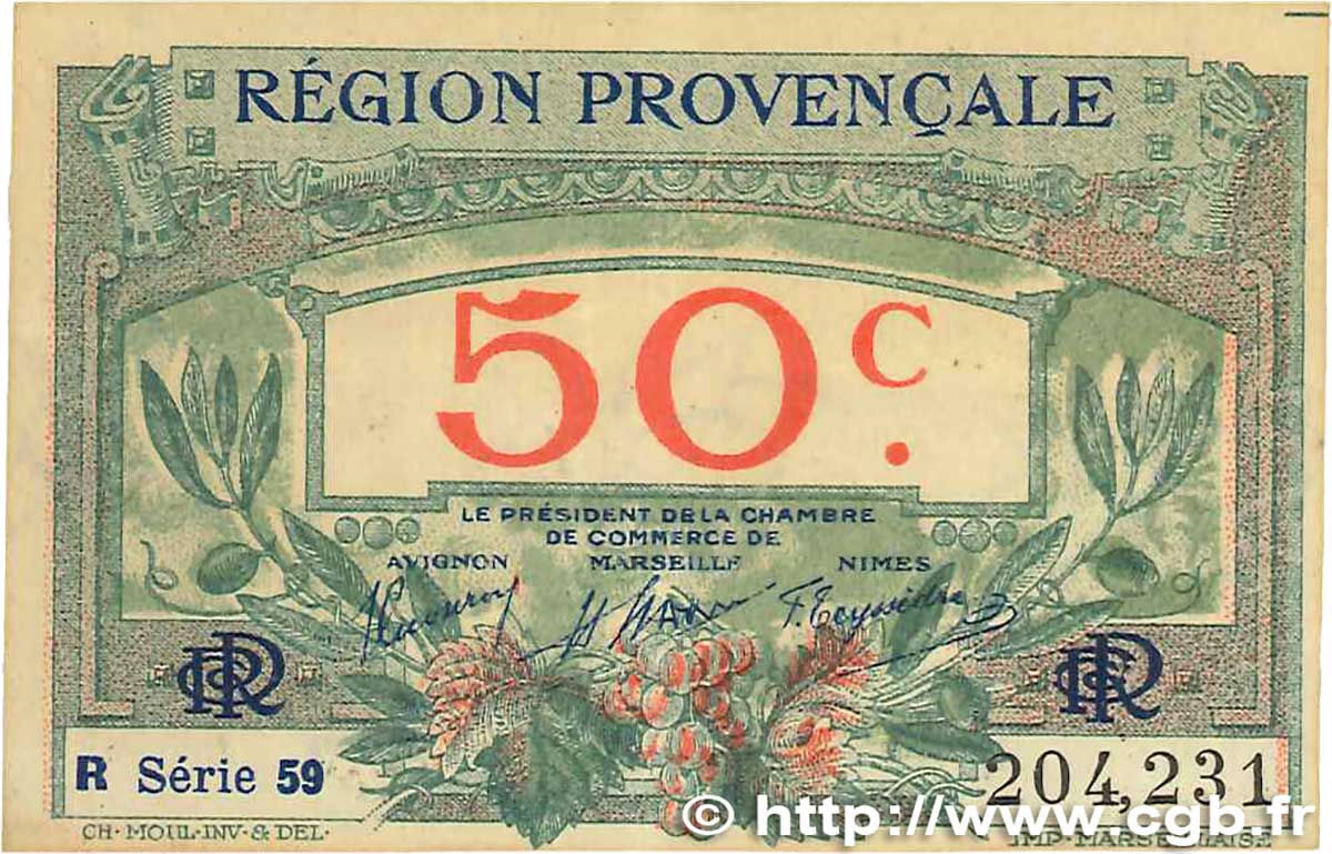 50 Centimes FRANCE regionalismo e varie Alais, Arles, Avignon, Gap, Marseille, Nîmes, Toulon 1918 JP.102.13 BB