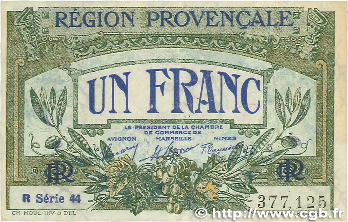 1 Franc FRANCE regionalism and miscellaneous Alais, Arles, Avignon, Gap, Marseille, Nîmes, Toulon 1918 JP.102.18 VF