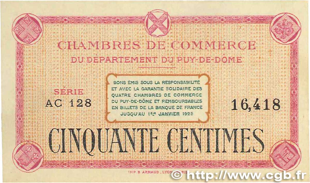 50 Centimes FRANCE regionalismo e varie Puy-De-Dôme 1918 JP.103.19 q.FDC
