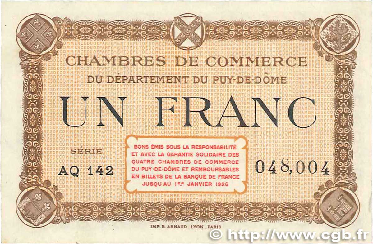 1 Franc FRANCE regionalismo y varios Puy-De-Dôme 1918 JP.103.25 EBC