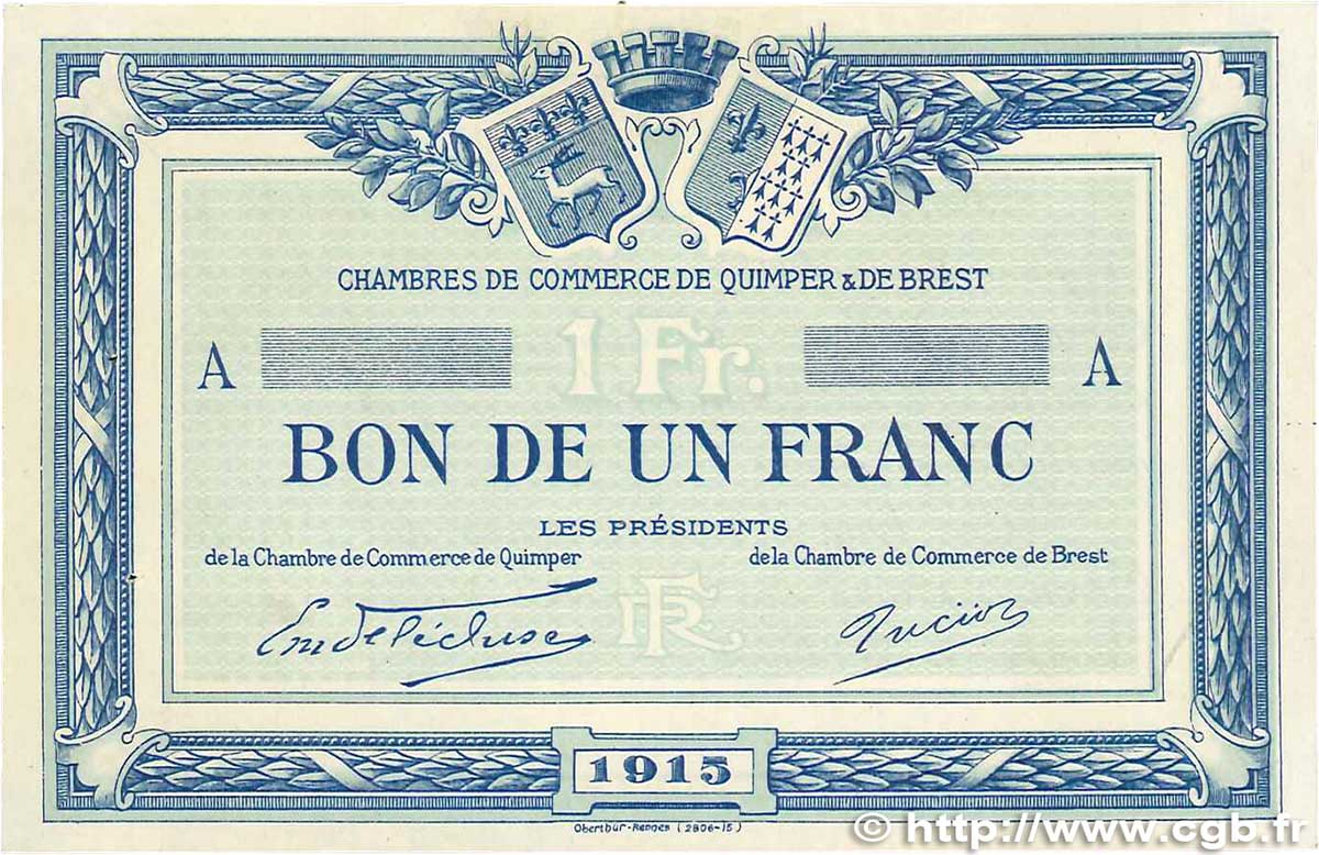 1 Franc Spécimen FRANCE Regionalismus und verschiedenen  1915 JP.104.02var. VZ