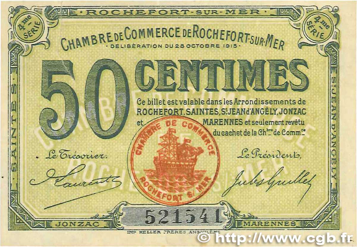 50 Centimes FRANCE regionalism and various Rochefort-Sur-Mer 1915 JP.107.15 VF