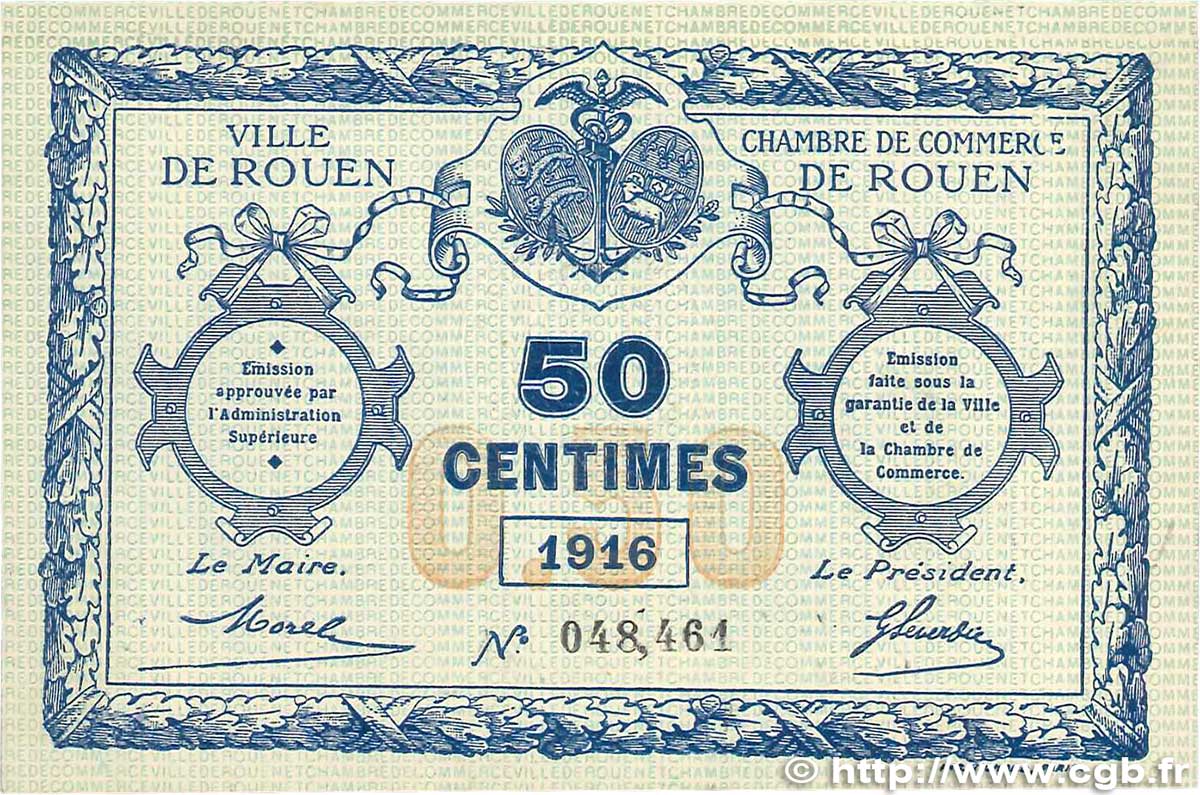 50 Centimes FRANCE regionalism and miscellaneous Rouen 1916 JP.110.18 VF+