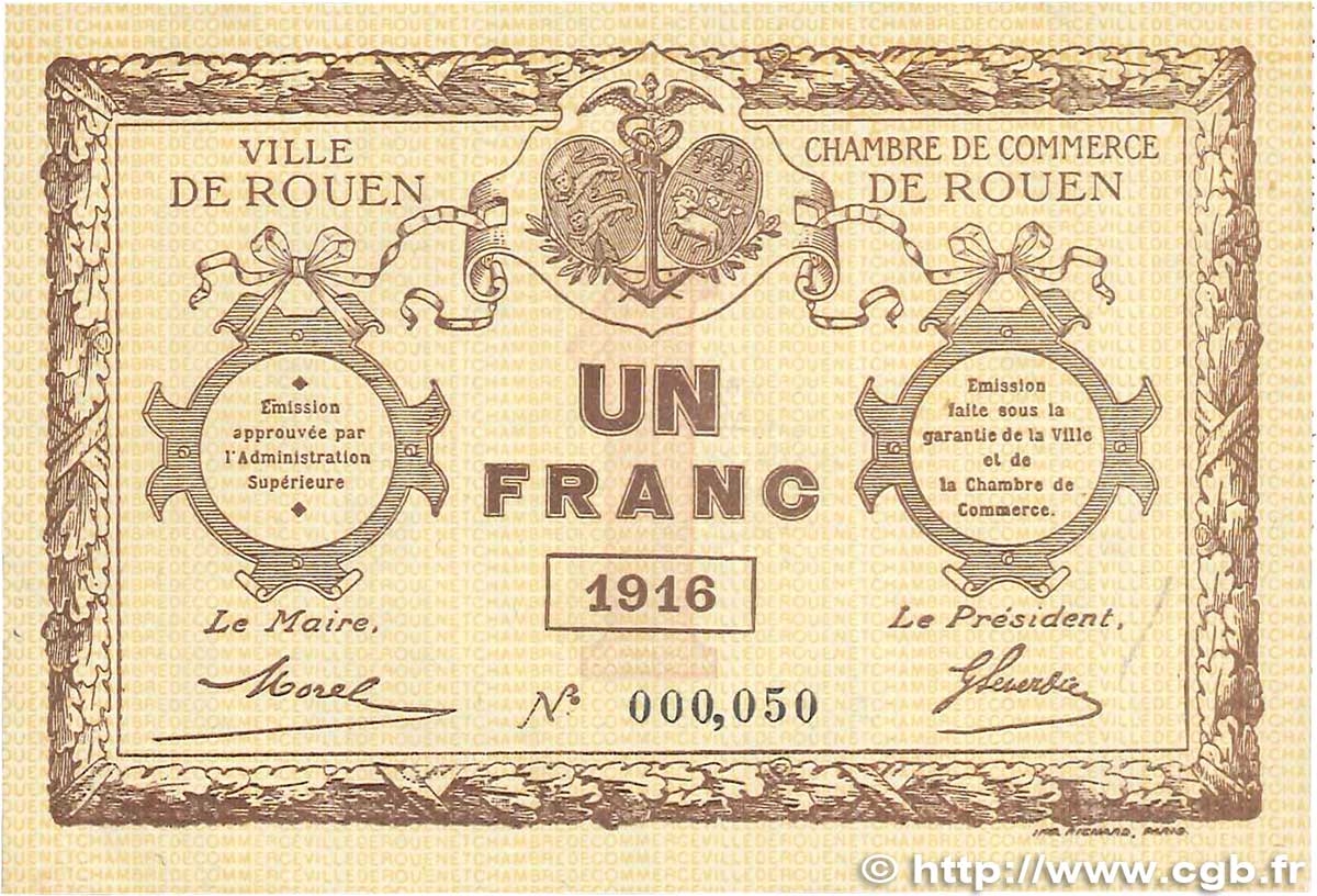 1 Franc FRANCE regionalism and miscellaneous Rouen 1916 JP.110.21 VF+