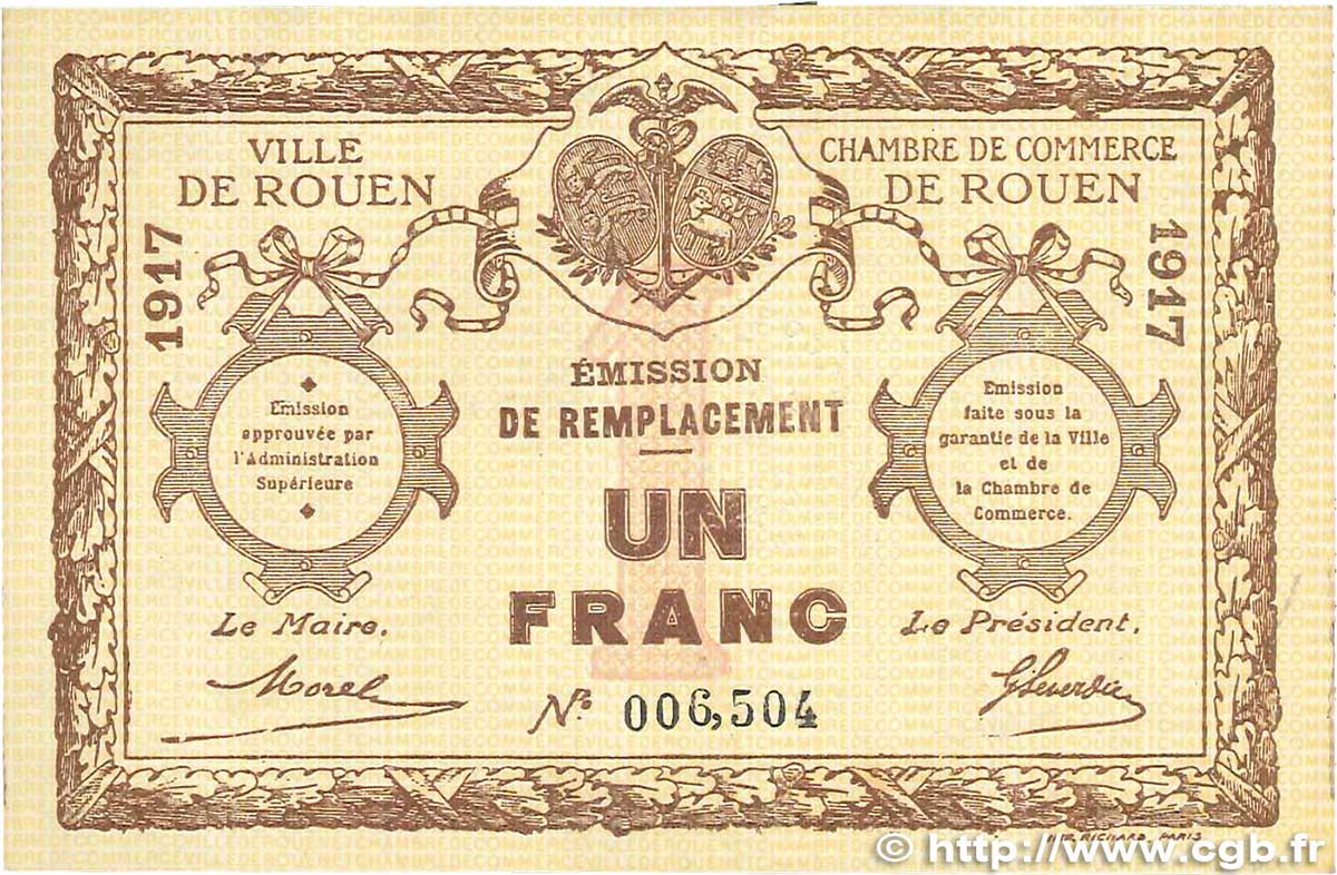 1 Franc FRANCE regionalism and various Rouen 1917 JP.110.30 VF