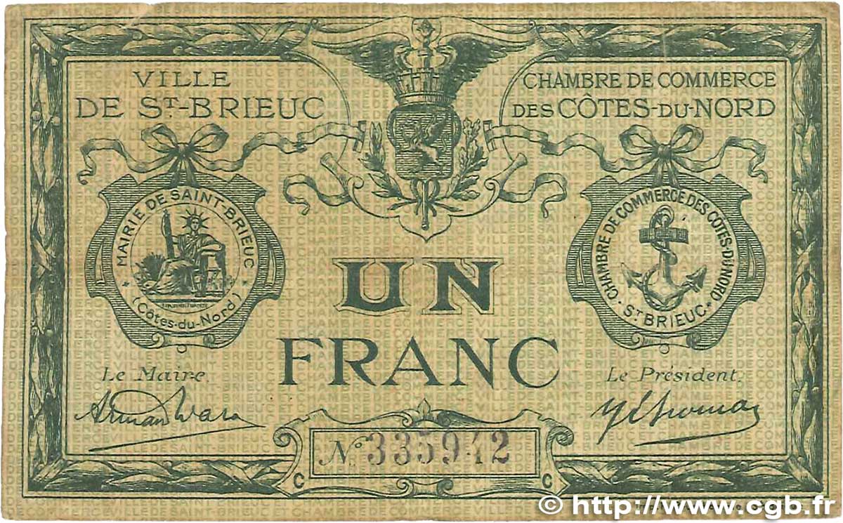 1 Franc FRANCE regionalism and miscellaneous Saint-Brieuc 1918 JP.111.15 G