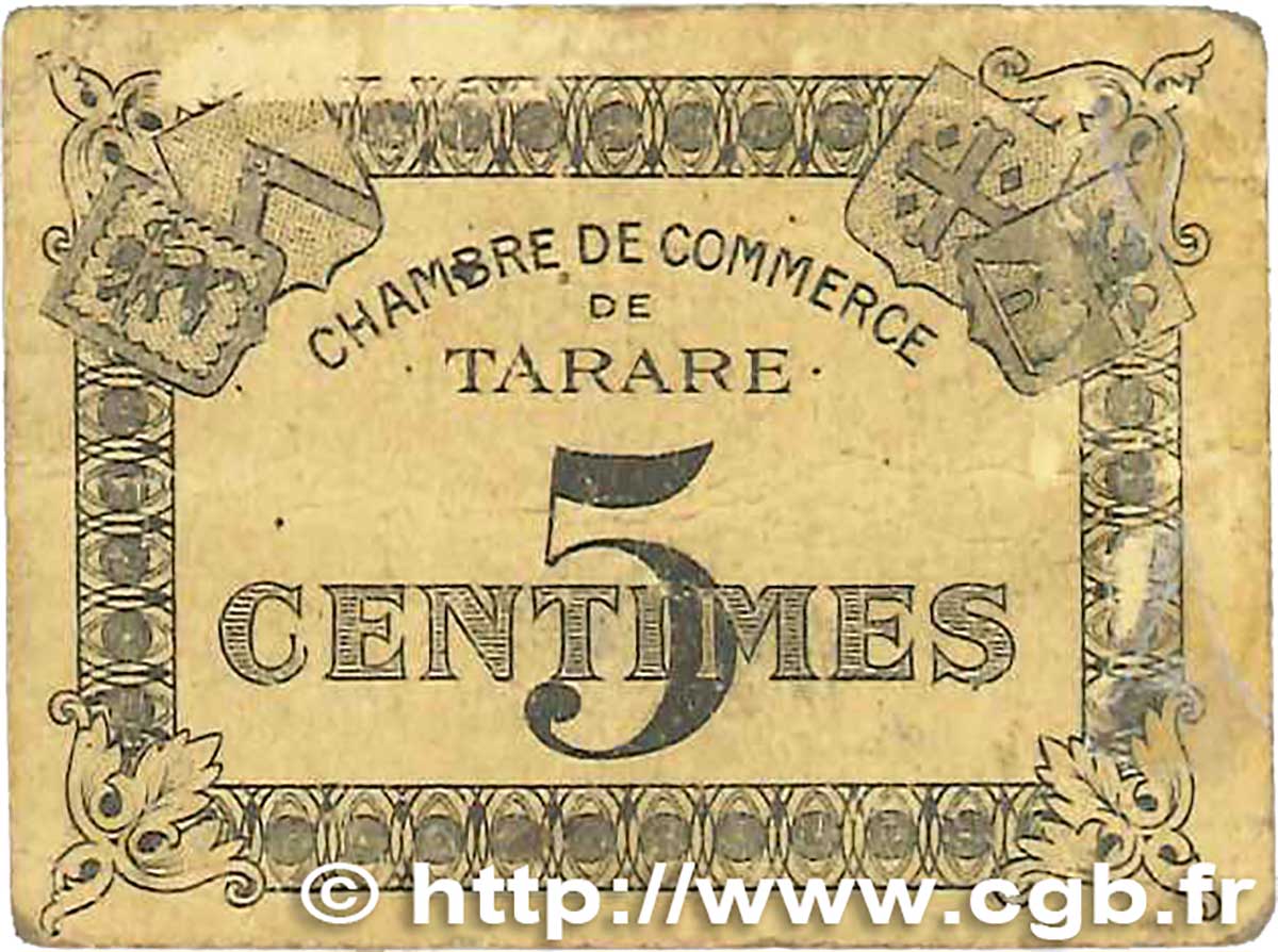 5 Centimes FRANCE regionalism and miscellaneous Tarare 1920 JP.119.35 VG