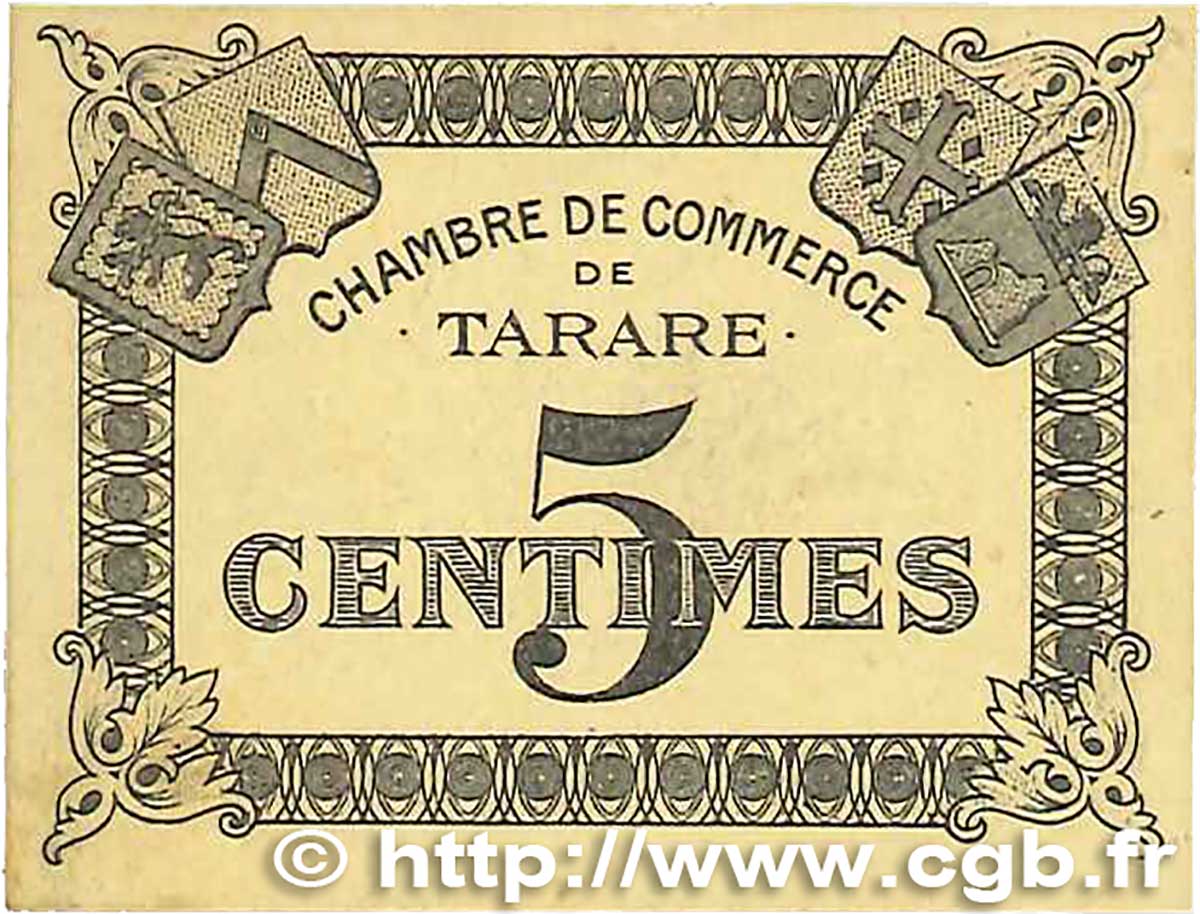 5 Centimes FRANCE Regionalismus und verschiedenen Tarare 1920 JP.119.35 SS