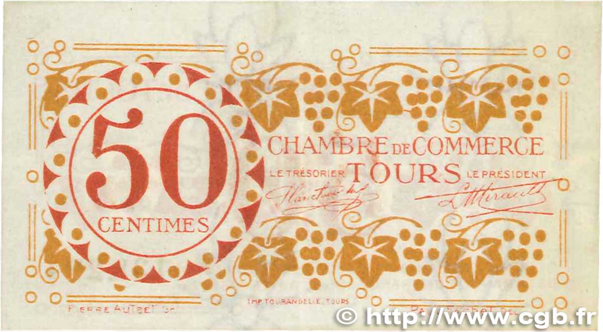 50 Centimes FRANCE regionalismo e varie Tours 1920 JP.123.06 BB