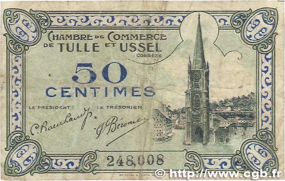 50 Centimes FRANCE regionalismo e varie Tulle et Ussel 1918 JP.126.01 q.MB
