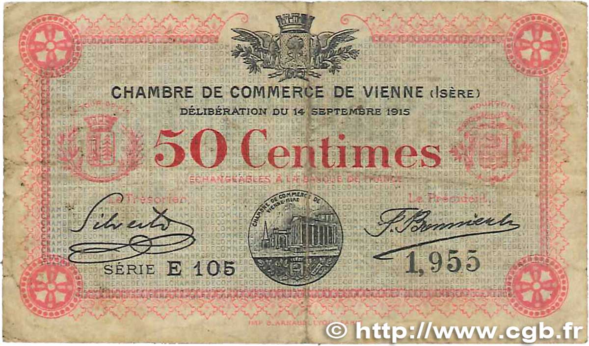 50 Centimes FRANCE régionalisme et divers Vienne 1915 JP.128.01 TB