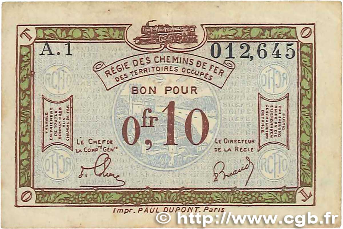 0,10 Franc FRANCE regionalism and miscellaneous  1923 JP.135.02 F
