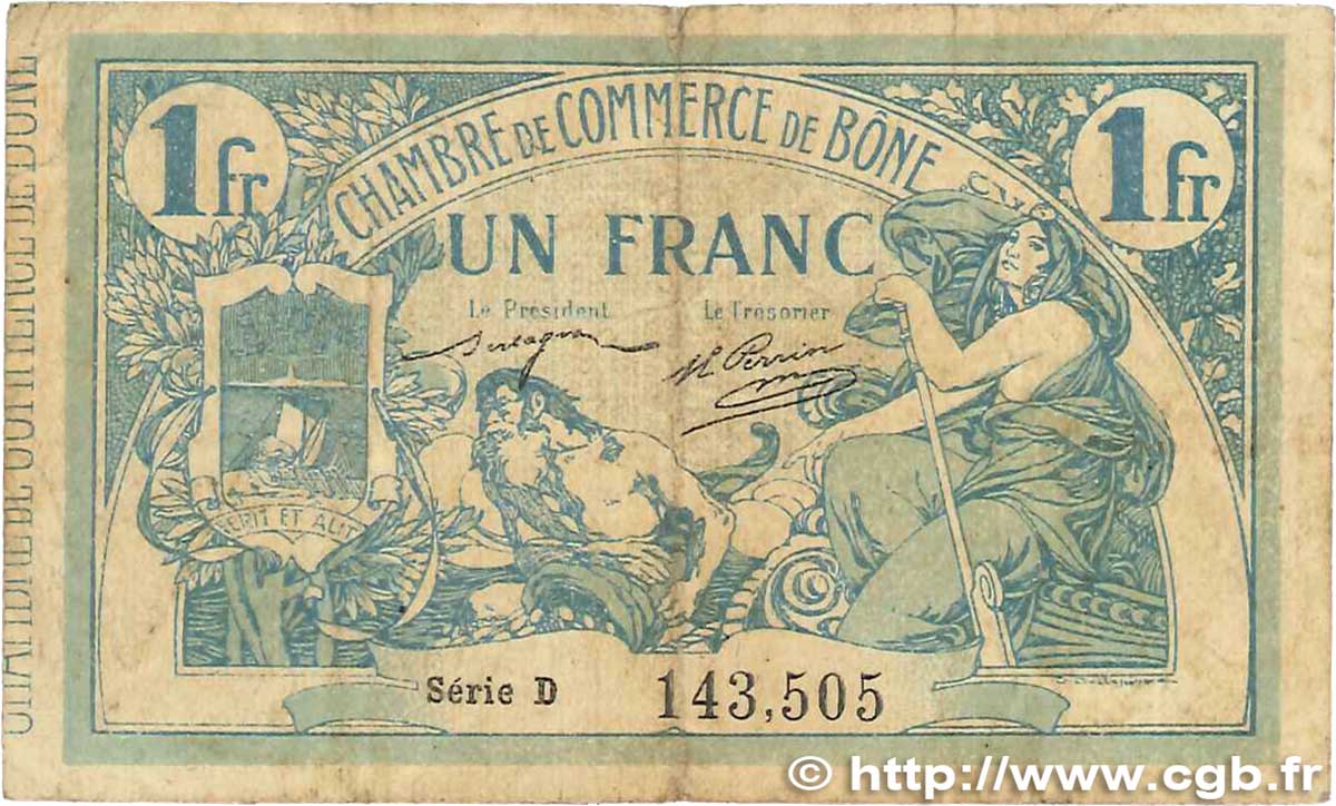1 Franc FRANCE regionalismo e varie Bône 1915 JP.138.03 q.MB