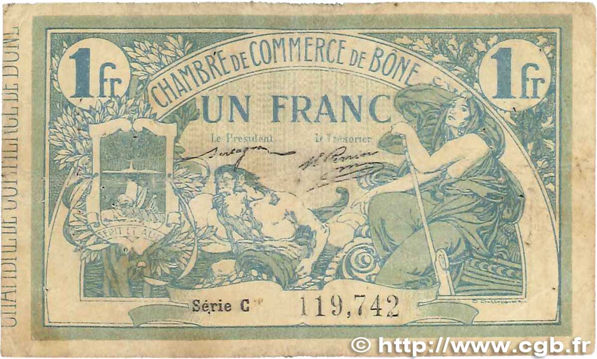 1 Franc FRANCE Regionalismus und verschiedenen Bône 1915 JP.138.03 SGE