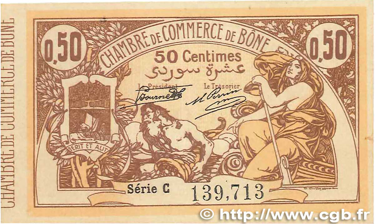 50 Centimes FRANCE regionalismo e varie Bône 1917 JP.138.04 q.FDC