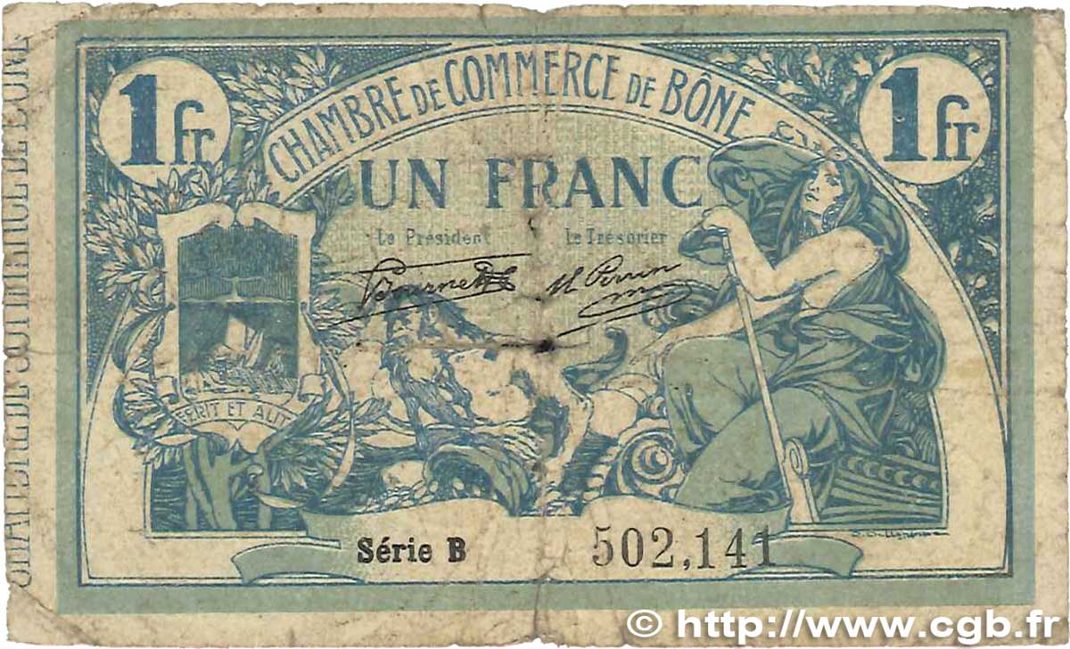 1 Franc FRANCE regionalismo y varios Bône 1919 JP.138.10 RC