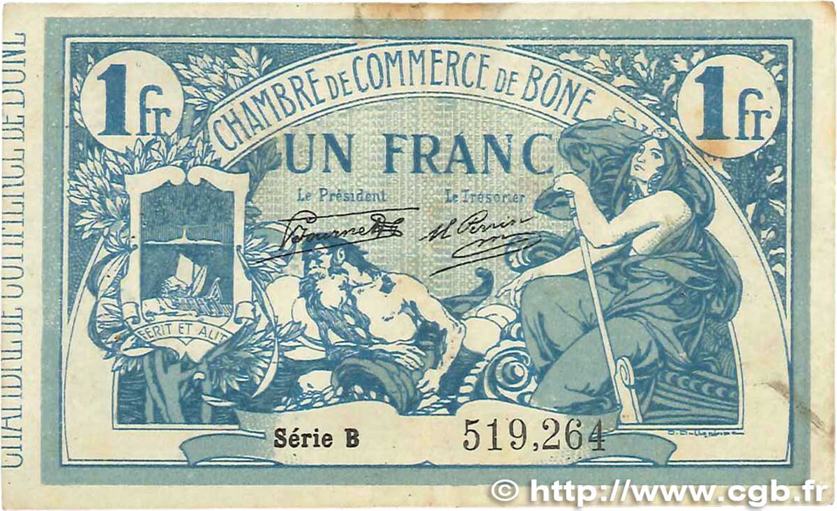 1 Franc FRANCE Regionalismus und verschiedenen Bône 1919 JP.138.10 S
