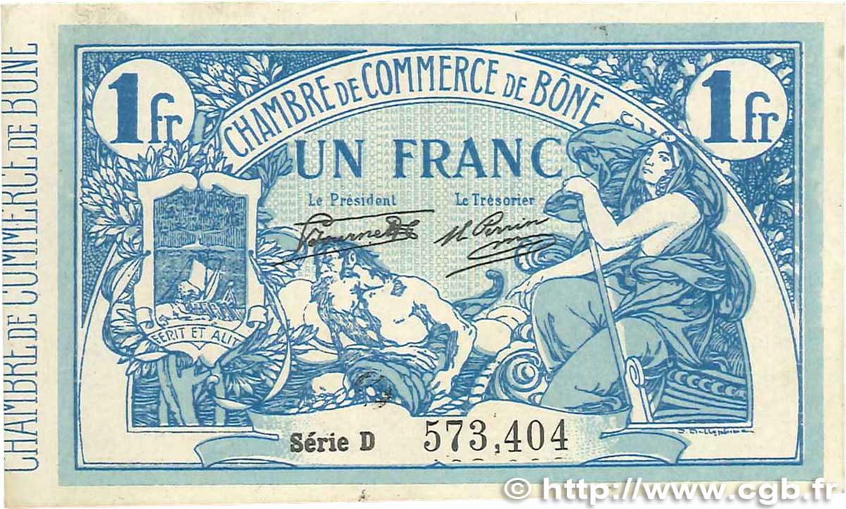 1 Franc FRANCE Regionalismus und verschiedenen Bône 1920 JP.138.13 fVZ