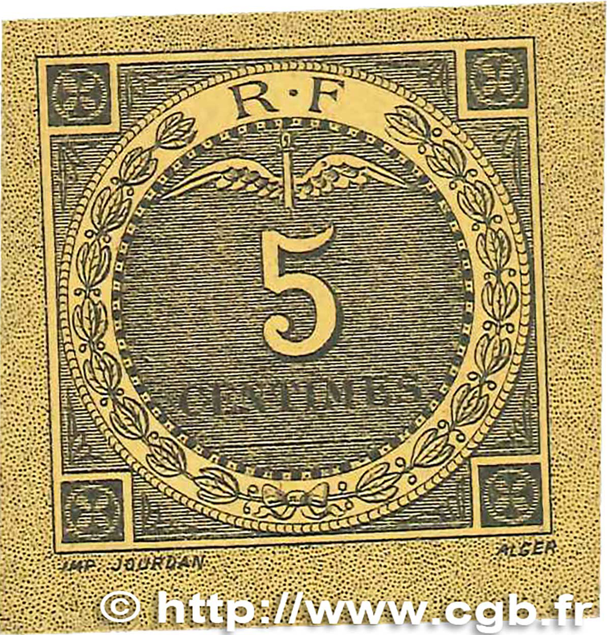 5 Centimes FRANCE regionalism and various Bougie, Sétif 1916 JP.139.09 UNC-