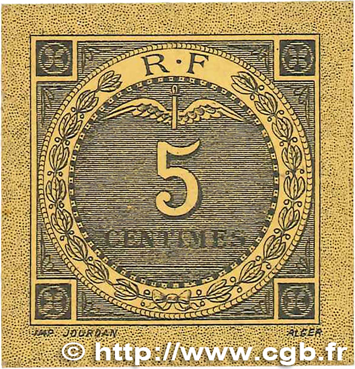 5 Centimes FRANCE regionalism and various Bougie, Sétif 1916 JP.139.09 UNC-