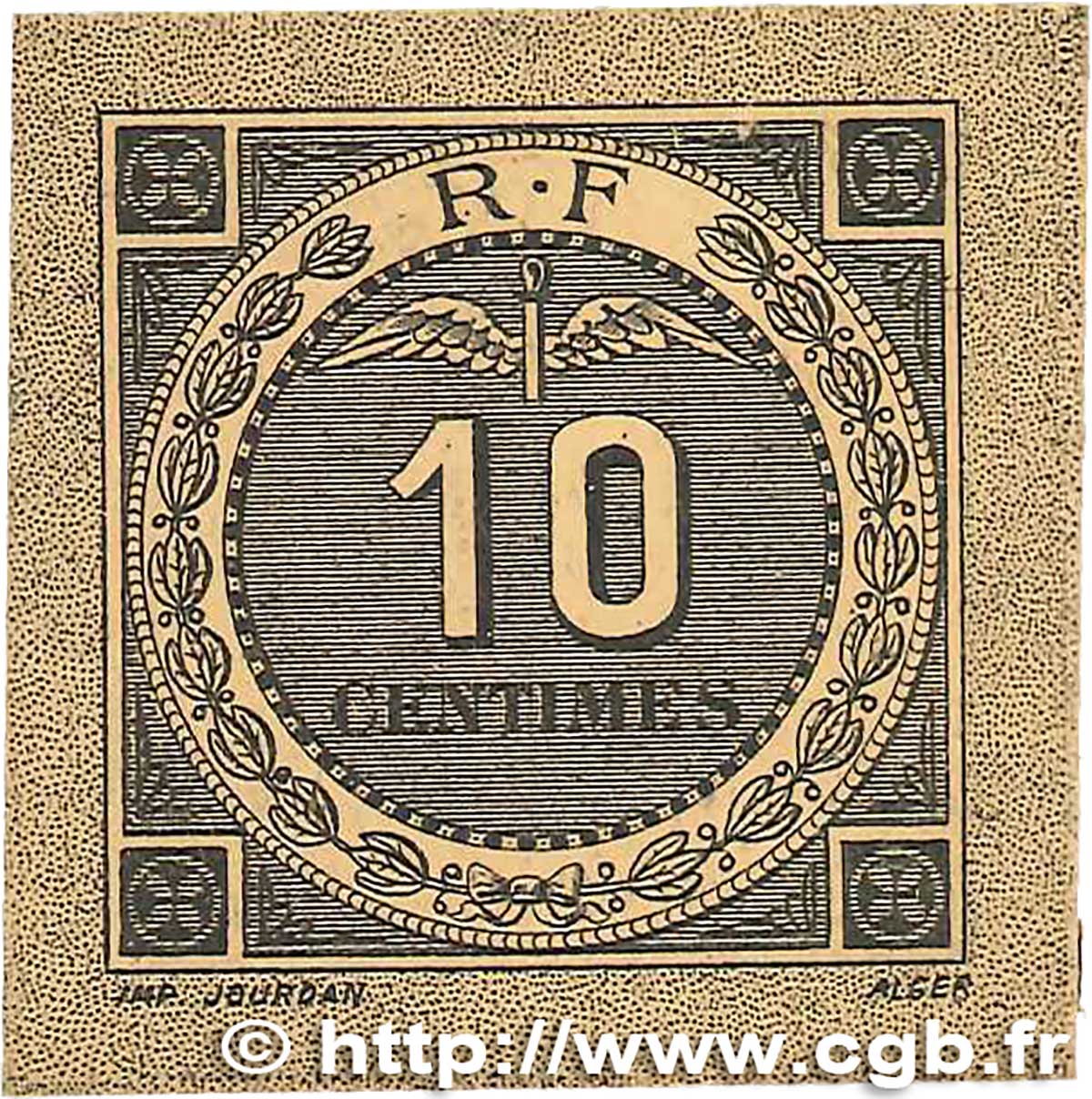 10 Centimes FRANCE regionalism and various Bougie, Sétif 1916 JP.139.10 AU
