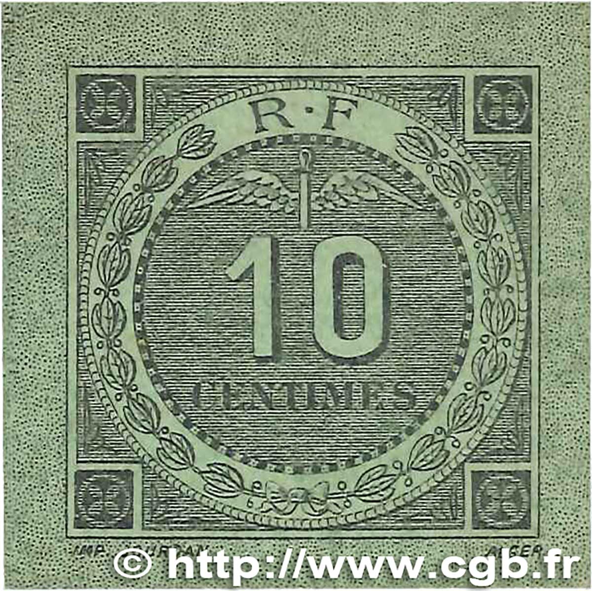 10 Centimes FRANCE regionalism and various Bougie, Sétif 1916 JP.139.10 AU