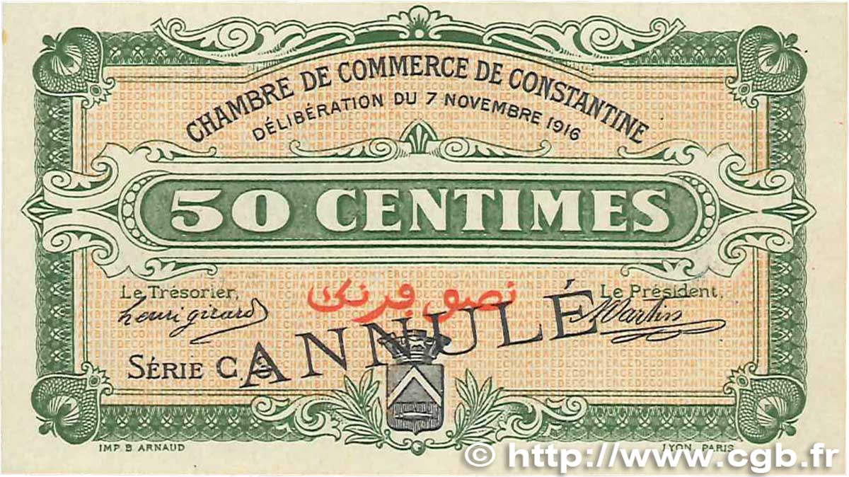 50 Centimes Annulé FRANCE regionalismo e varie Constantine 1916 JP.140.07 q.FDC