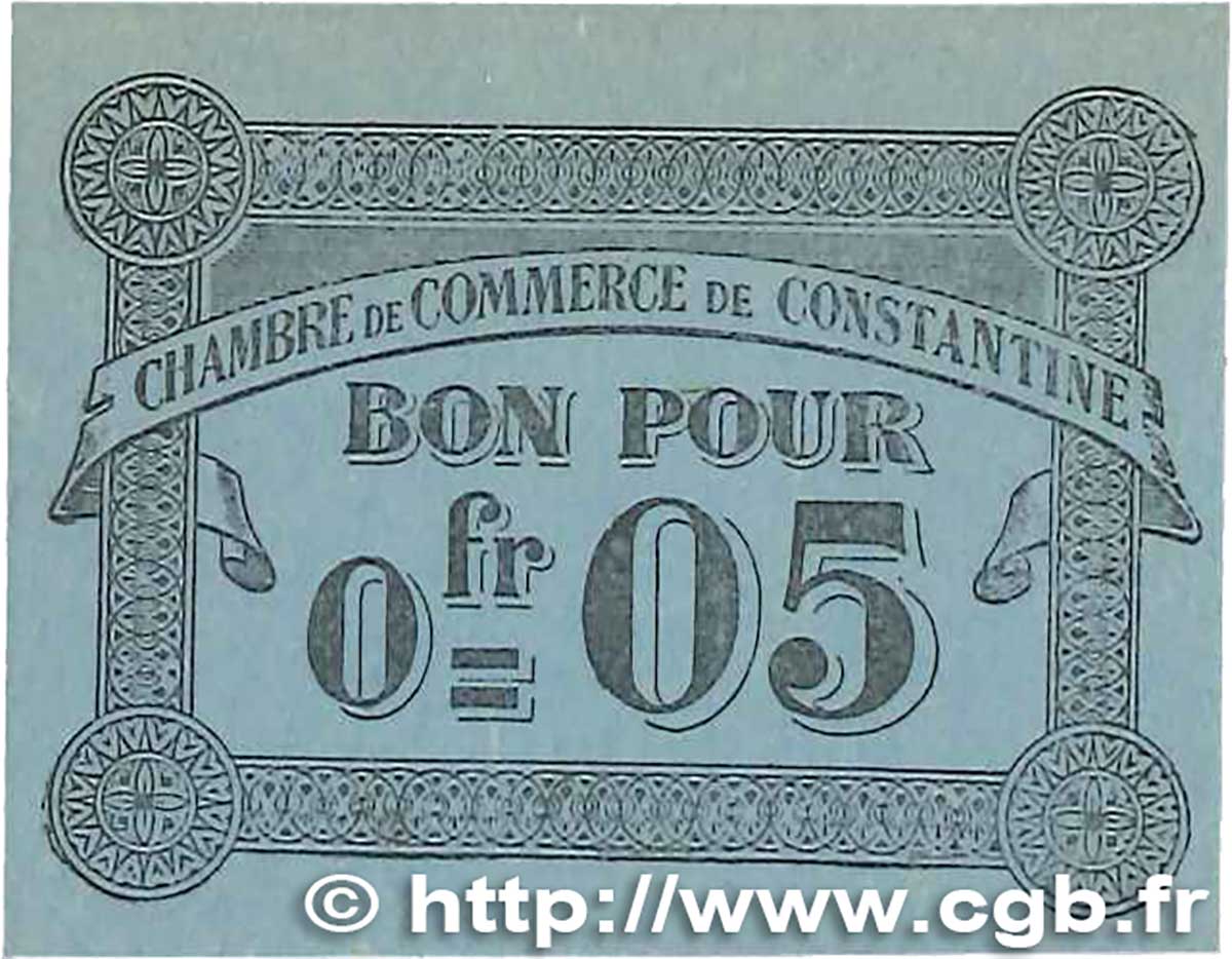 5 Centimes FRANCE regionalism and miscellaneous Constantine 1915 JP.140.46 XF+