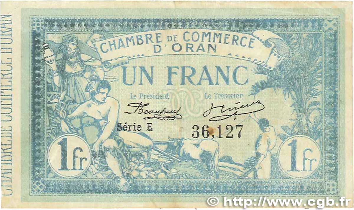 1 Franc FRANCE regionalism and various Oran 1915 JP.141.02 VF-