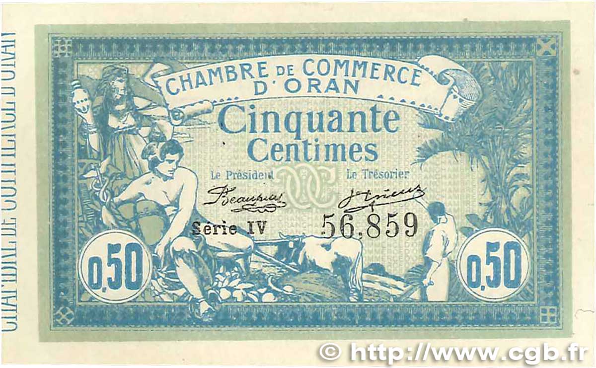 50 Centimes FRANCE regionalism and miscellaneous Oran 1915 JP.141.04 UNC-