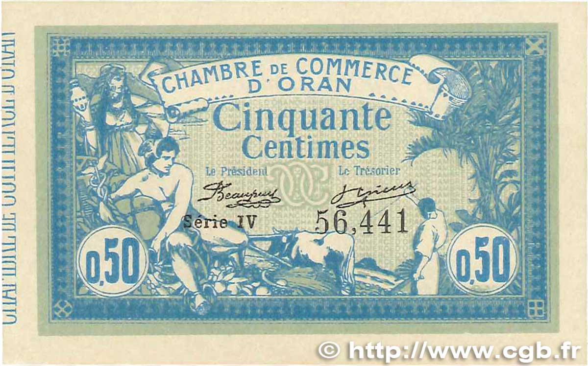 50 Centimes FRANCE Regionalismus und verschiedenen Oran 1915 JP.141.04 ST
